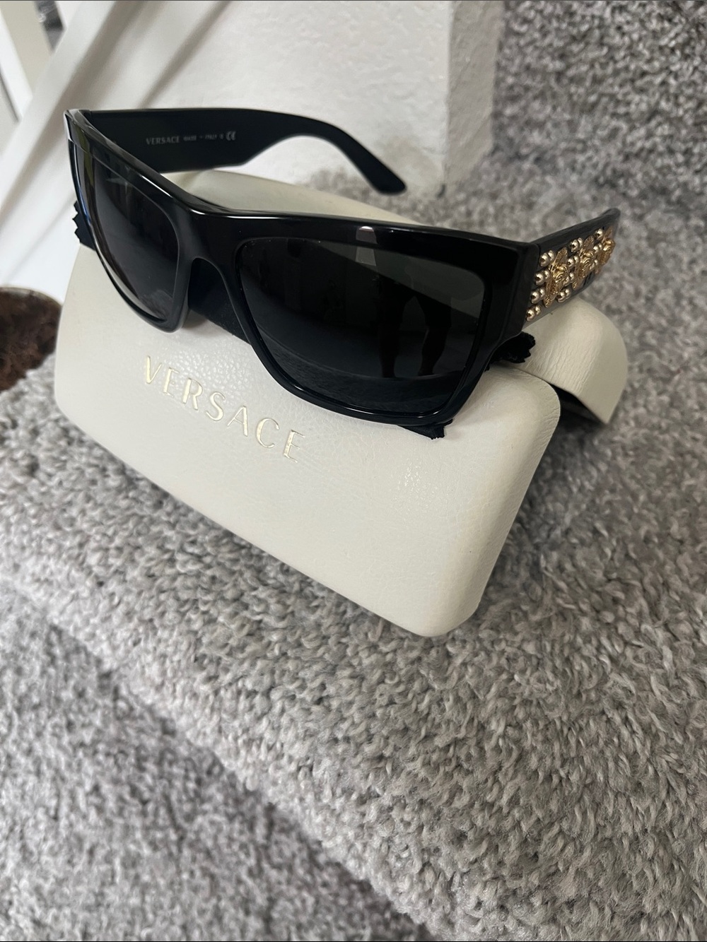 Versace Black Sunglasses with Gold Embellished Temples